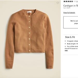 J Crew Button Up Cardigan Sweater In Tencel Lyocell US Women's L Camel - Worn 1x